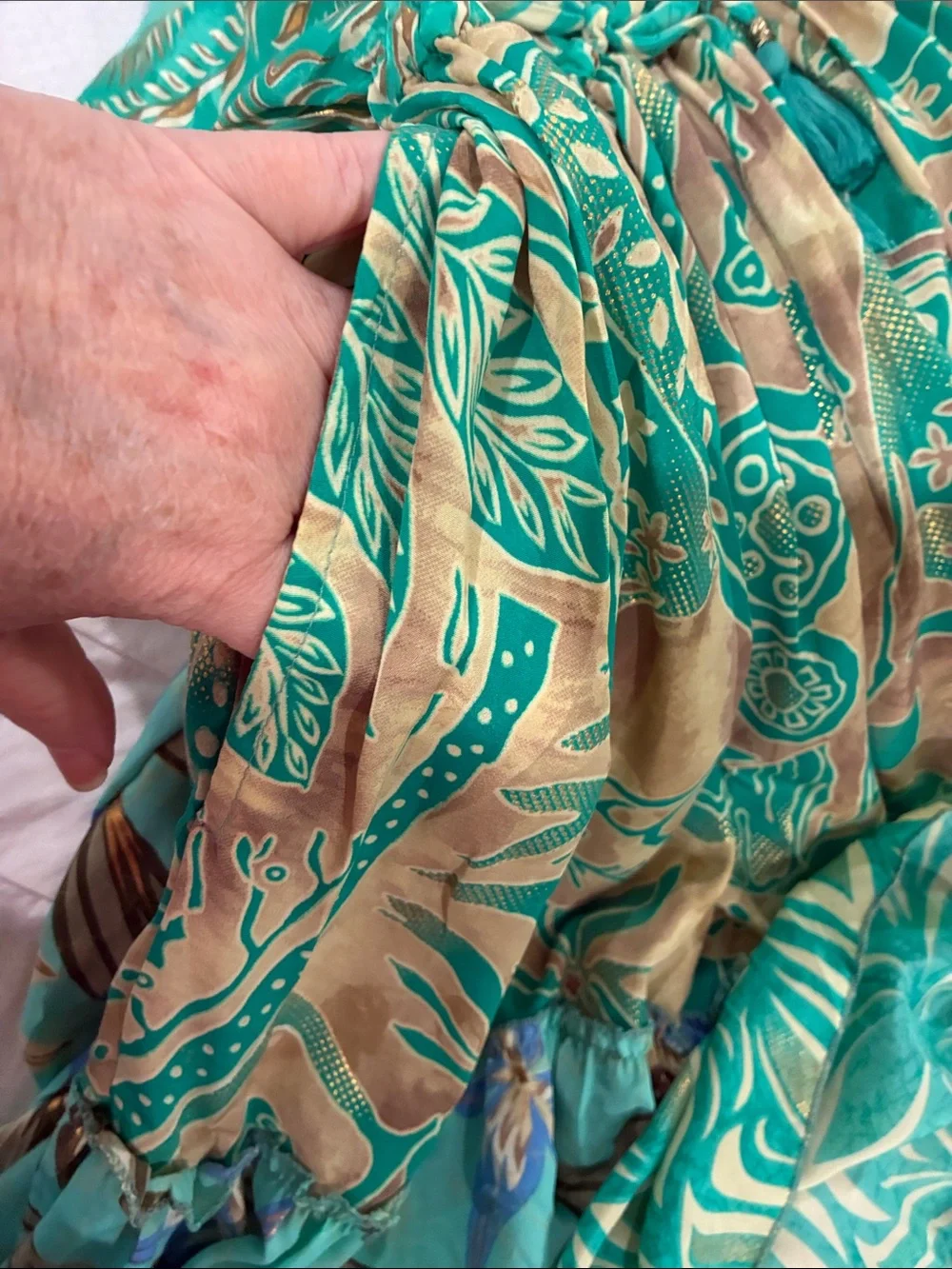 Gorgeous Aqua Floral Tie-Back Maxi Dress with Pockets! - Picture 7 of 7